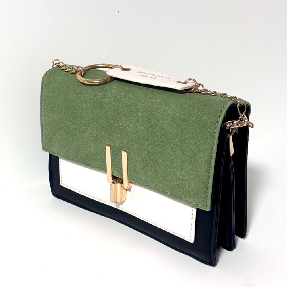 1293-Green and Black Crossbody Bag